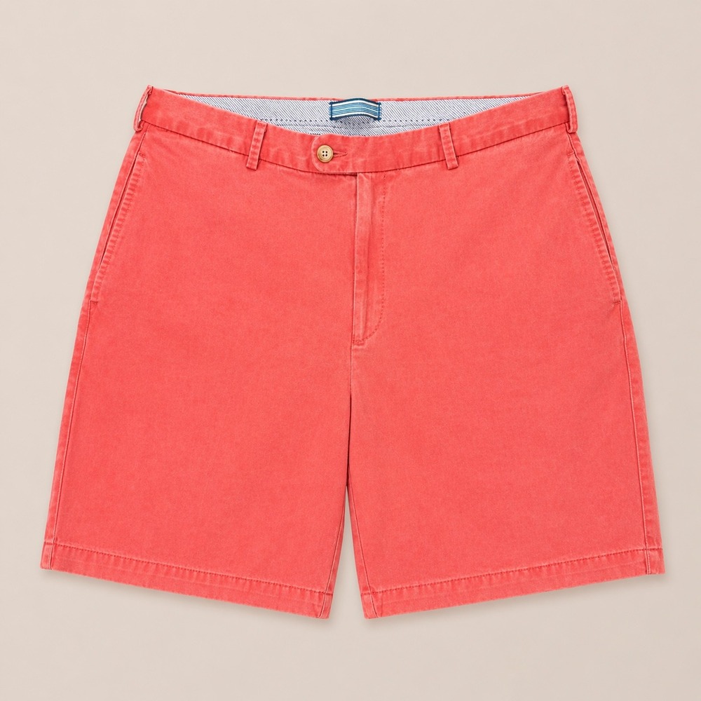 Peter Millar Winston Washed Twill 9" Shorts (35") Preppy Summer Pima Cotton Red